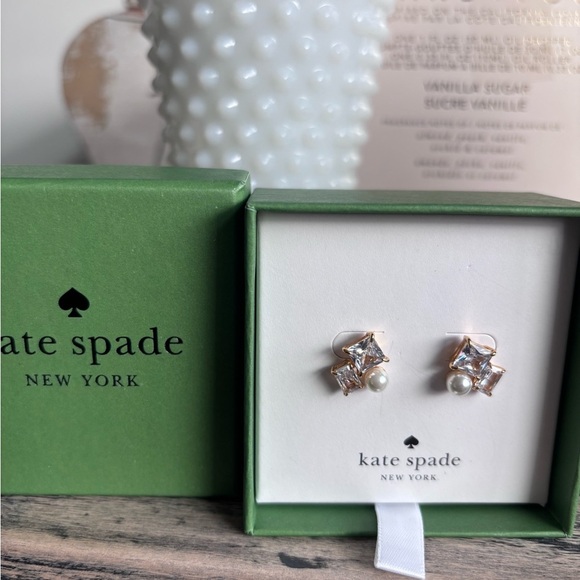 Kate Spade Crystal and Pearl Stud Earrings - Picture 3 of 3
